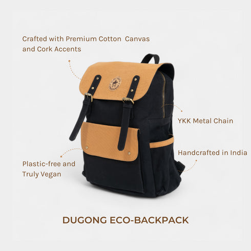 Dugong Backpack - Camel Brown- Canvas Daily/Office/City/Travel Sustainable Laptop Backpack